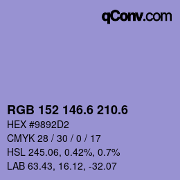 カラーコード: RGB 152 146.6 210.6 | qconv.com