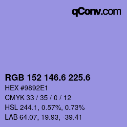 カラーコード: RGB 152 146.6 225.6 | qconv.com