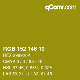 Color code: RGB 152 146 10 | qconv.com