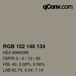 Color code: RGB 152 146 134 | qconv.com