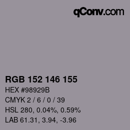 カラーコード: RGB 152 146 155 | qconv.com