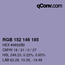 Color code: RGB 152 146 185 | qconv.com