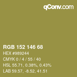 颜色代码: RGB 152 146 68 | qconv.com