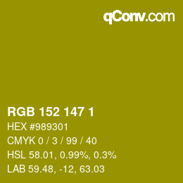 Color code: RGB 152 147 1 | qconv.com