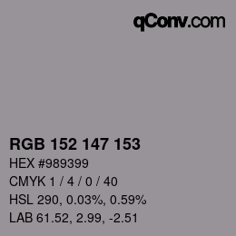 Code couleur: RGB 152 147 153 | qconv.com