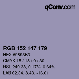 Color code: RGB 152 147 179 | qconv.com