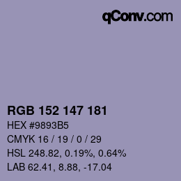 Color code: RGB 152 147 181 | qconv.com