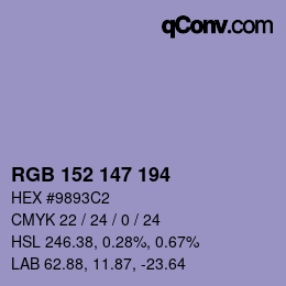 Color code: RGB 152 147 194 | qconv.com