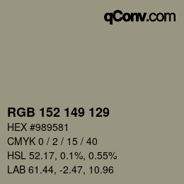 Código de color: RGB 152 149 129 | qconv.com