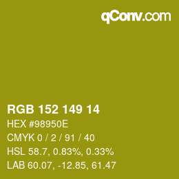 Color code: RGB 152 149 14 | qconv.com