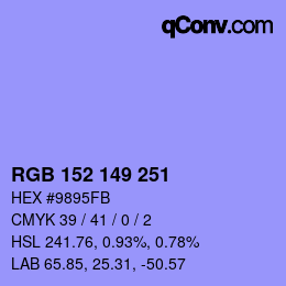 Color code: RGB 152 149 251 | qconv.com