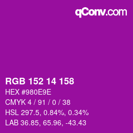 カラーコード: RGB 152 14 158 | qconv.com