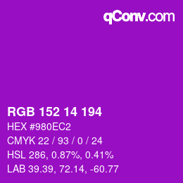 Color code: RGB 152 14 194 | qconv.com