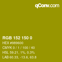 Color code: RGB 152 150 0 | qconv.com