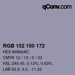 Color code: RGB 152 150 172 | qconv.com