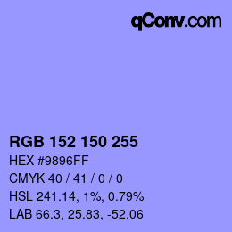 Color code: RGB 152 150 255 | qconv.com