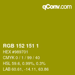 カラーコード: RGB 152 151 1 | qconv.com