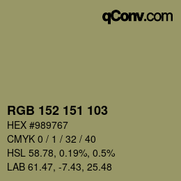 カラーコード: RGB 152 151 103 | qconv.com