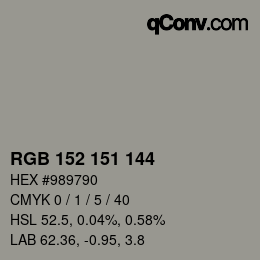 颜色代码: RGB 152 151 144 | qconv.com