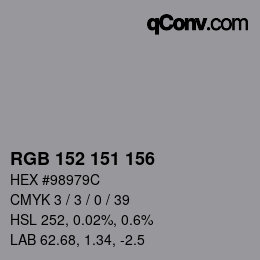Color code: RGB 152 151 156 | qconv.com