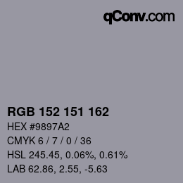 Color code: RGB 152 151 162 | qconv.com