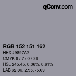 カラーコード: RGB 152 151 162 | qconv.com