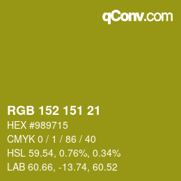 Color code: RGB 152 151 21 | qconv.com