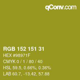 Color code: RGB 152 151 31 | qconv.com