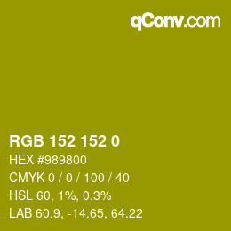 カラーコード: RGB 152 152 0 | qconv.com