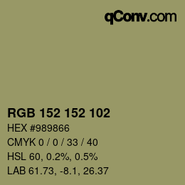 Color code: RGB 152 152 102 | qconv.com