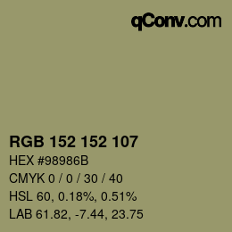 Color code: RGB 152 152 107 | qconv.com