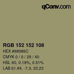 Color code: RGB 152 152 108 | qconv.com