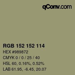颜色代码: RGB 152 152 114 | qconv.com