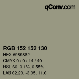 Color code: RGB 152 152 130 | qconv.com