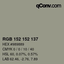 Color code: RGB 152 152 137 | qconv.com