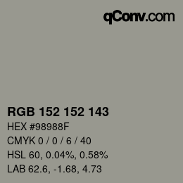 Color code: RGB 152 152 143 | qconv.com