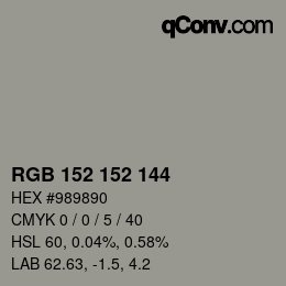 カラーコード: RGB 152 152 144 | qconv.com