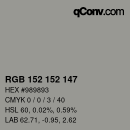 カラーコード: RGB 152 152 147 | qconv.com