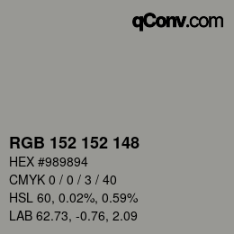 カラーコード: RGB 152 152 148 | qconv.com
