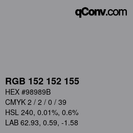 Color code: RGB 152 152 155 | qconv.com