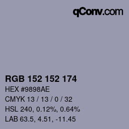 Color code: RGB 152 152 174 | qconv.com