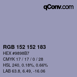 Color code: RGB 152 152 183 | qconv.com