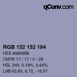 Color code: RGB 152 152 184 | qconv.com