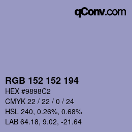 カラーコード: RGB 152 152 194 | qconv.com