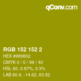 カラーコード: RGB 152 152 2 | qconv.com