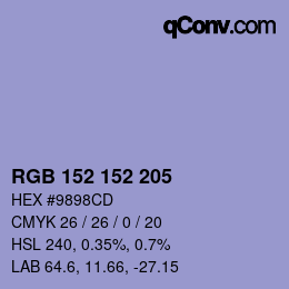 Color code: RGB 152 152 205 | qconv.com