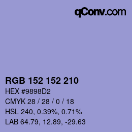 颜色代码: RGB 152 152 210 | qconv.com