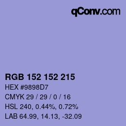 Color code: RGB 152 152 215 | qconv.com