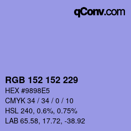 カラーコード: RGB 152 152 229 | qconv.com