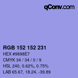 Color code: RGB 152 152 231 | qconv.com